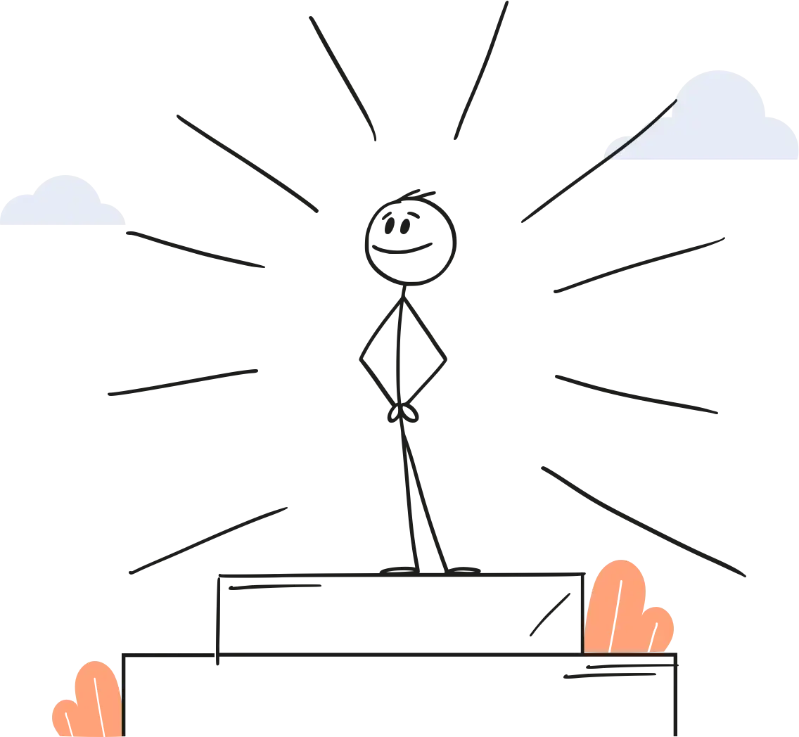 Illustration d'un bonhomme sur un podium