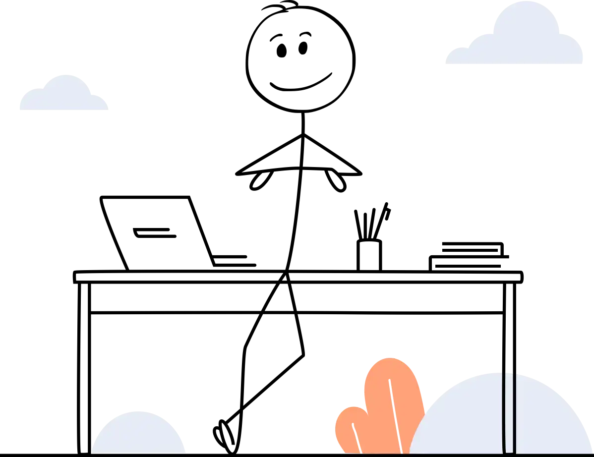 Illustration d'un bonhomme à son bureau