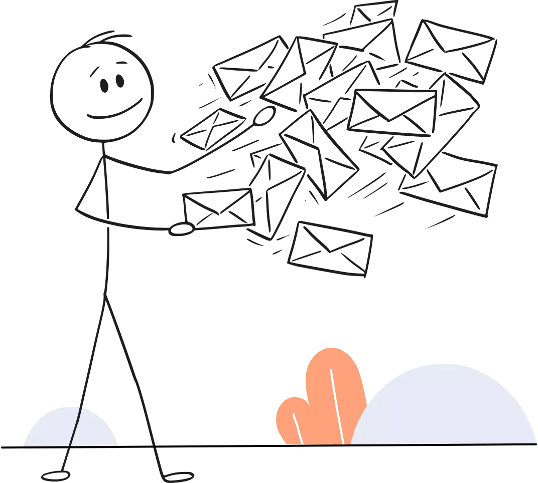 Illustration d'un personnage envoyant un courrier